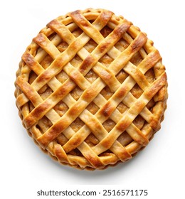 Apple Pie with lattice crust, top view, isolated on a white background - Powered by Shutterstock