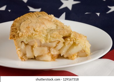 Apple Pie.  Slice Of Apple Pie With Flag Background