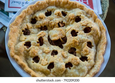 Apple Pie Top Down View Close Up Flaky Crust