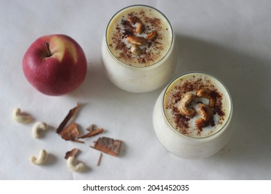 Apple Pudding. Made With Grated Apple, Milk. Sweetened With Sugar And Flavored With Cinnamon. Also Called Apple Kheer In India. Shot On White Background.