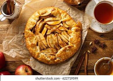 Apple And Salted Caramel Rustic Galette, Free Form Pie