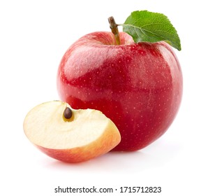 Apple with slice on white background