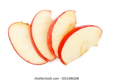 Apple slices isolated on white background close-up. Top view