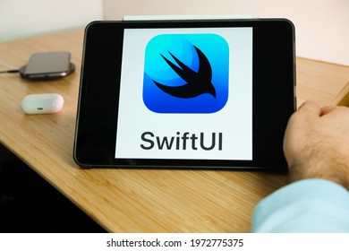 Apple Swift UI Logo On The Screen Of IPad Tablet. March 2021, San Francisco, USA