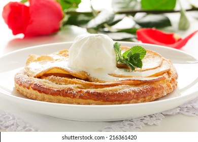 Apple Tart With Ice Cream.