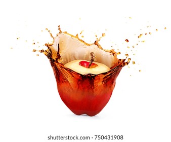 apple that is cleared with a splash isolated on a white background