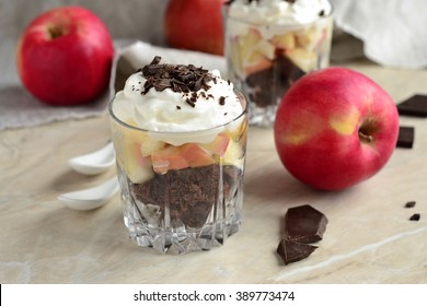 Apple Trifle With Chocolate, Selective Focus