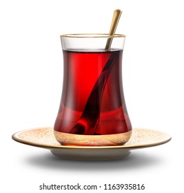 Apple Turkish tea isolated on white background - Powered by Shutterstock