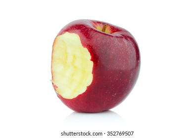 Apples bite on isolated background. fresh fruit is nutritious.