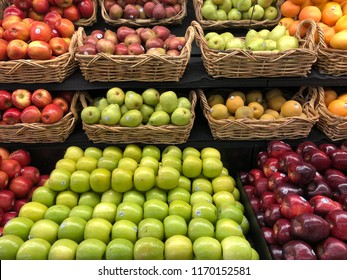 Apples Displayed In Variety Of Colors, Shapes And Sizes