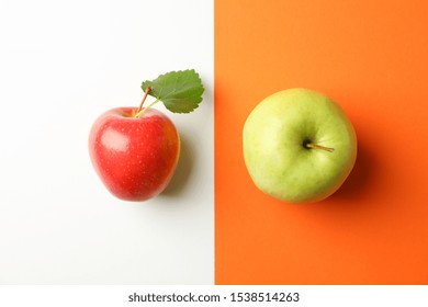 Apples On Two Tone Background, Top View