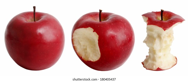 apples at various stages of being eaten