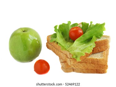 Apple,vegetables and bread