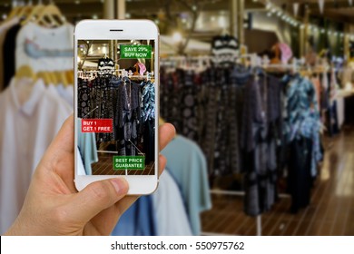 Application Of Augmented Reality In Retail Business Concept For Discounted Or On Sale Products