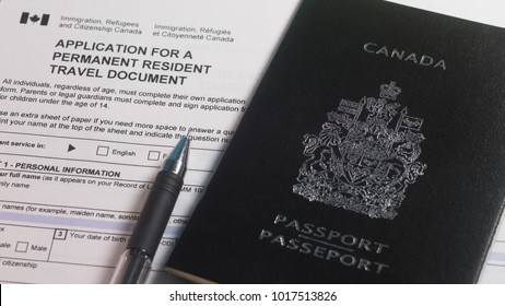 Application For A Permanent Resident Travel Document Form And Canadian Passport