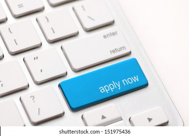 Apply Now Computer Key In blue For Work Application
