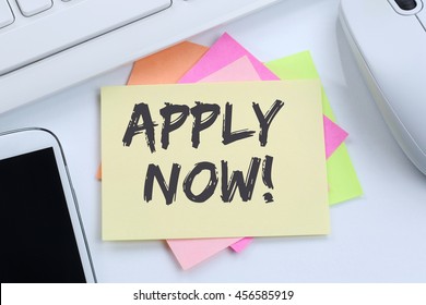 Apply now jobs, job working recruitment employees business concept desk computer keyboard - Shutterstock ID 456585919