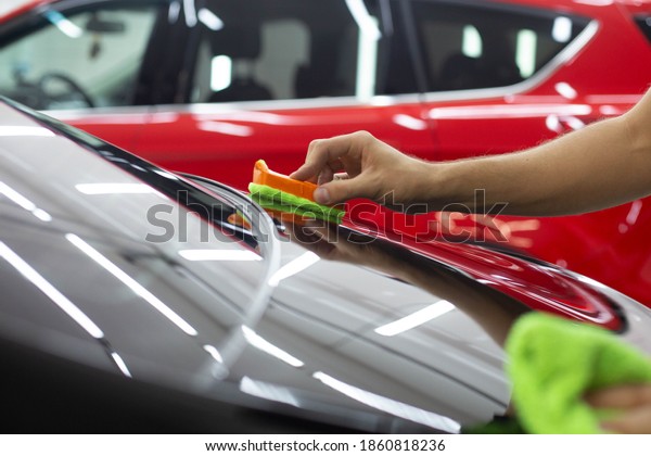 applying a ceramic\
coating to the car\
body