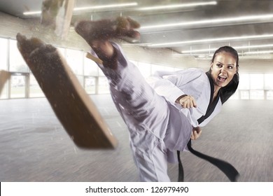 Applying focus and power (Martial arts) - Powered by Shutterstock