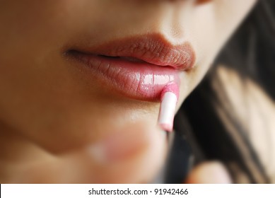 Applying Transparent Lip Gloss