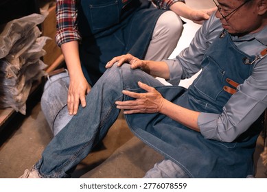 Apprentice workshop tailor denim repair fitting alteration fabric training craft