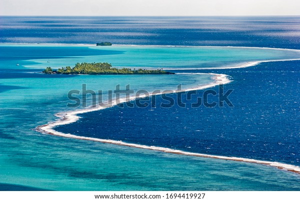 approaching Raiatea Island from sea, French\
Polynesia, Society Islands, south\
pacific