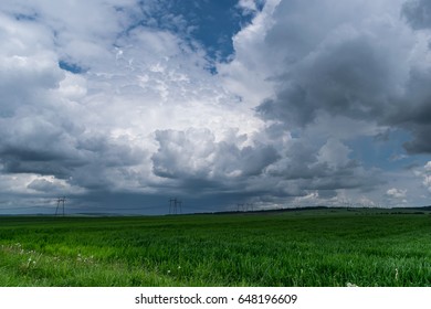 Approaching spring storm in the field