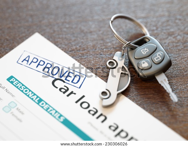 Approved car loan\
application with car\
keys