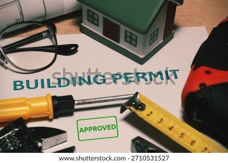 APPROVED CONSTRUCTION PERMIT CONCEPT with imaginary approved residential building project