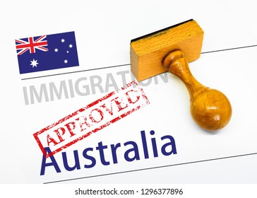 Approved Immigration Australia application form with rubber stamp 