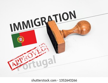 Approved Immigration Portugal application form with rubber stamp