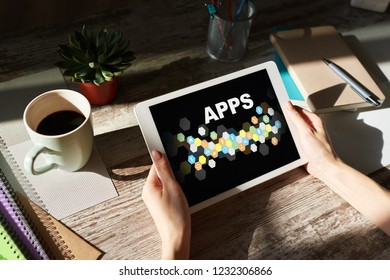 APPS, Personal mobile applications and software for business. Internet and technology concept.