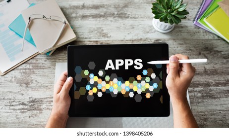 APPS, Personal mobile applications and software for business. Internet and technology concept.