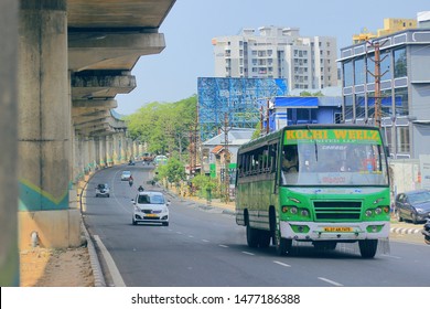 Apr 2019, Ernakulam, Kerala, India: Cityscape Of Kochi With The Metro Pillars.