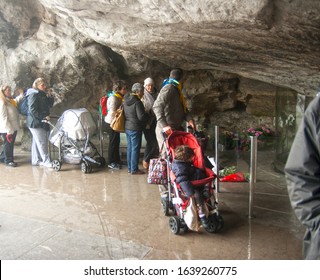 Apr 28. 2014 Lourdes France The Massabielle Cave near the River Gave where the Virgin Mary appeared to a girl named Bernadette Soubirous. A place of pilgrimage is known for its healing power.