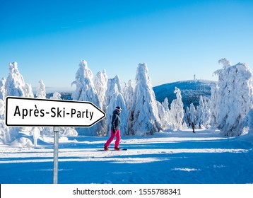 Apres Ski Party Sign In The Winter Landscape