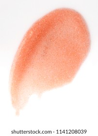 Apricot Lipgloss Smudge Over White Background