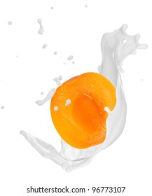 Apricot in milk splash