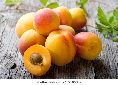 apricot on wood background
