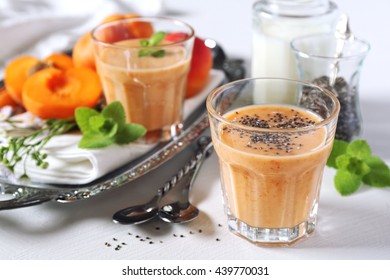 Apricot Smoothie, Milk And Chia Seeds