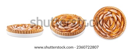 Apricot tart with sugar sprinkle on a white isolated backgrond. toning