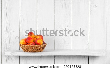 Similar – Image, Stock Photo Fresh peaches and apricots in wooden box