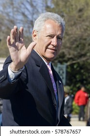 April 04, 2009, Washington, DC USA:  Alex Trebek, A Television Personality And Host Of TV Gameshow Jepardy!, Waves During The 2009  National Cherry Blossom Festival.