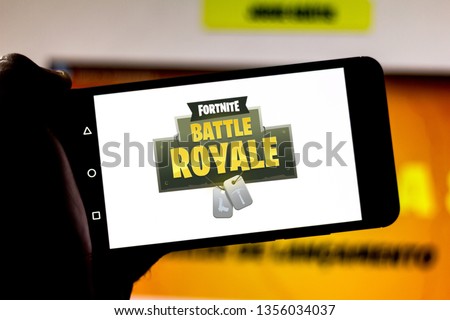 April 1 2019 Brazil Logo Fortnite Stock Photo Edit Now 1356034037 - april 1 2019 brazil logo fortnite battle royale on the screen of the