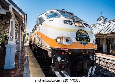 April 13, 2021 - Winter Park, FL: Sun Rail Commuter Rail In Winter Park, Florida	 