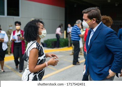 (April 17,2020 - Fort Lauderdale FL/USA) Governor Of Florida Ron DeSantis Press Conference At Urban League Of Broward County 