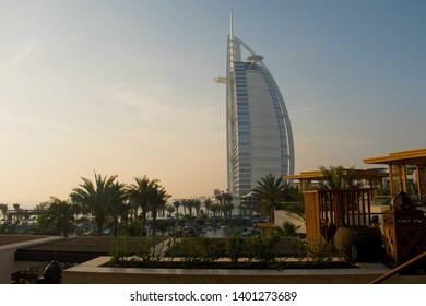 April 20, 2018-Dubai United Arab Emirates : Scenic view of the Burj Al Arab found in Dubai UAE.
