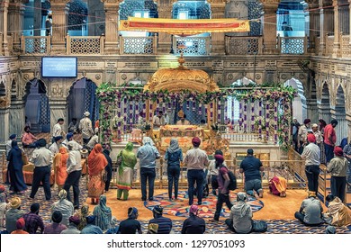 April 2018 - Delhi, India - Gurdwara Sis Ganj Sahib Indian Temple In Old Delhi