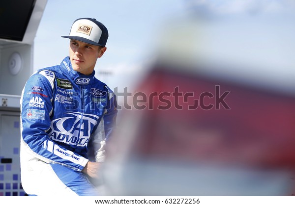 April 28,\
2017 - Richmond, Virginia, USA: Trevor Bayne (6) hangs out by his\
car before qualify for the Toyota Owners 400 at Richmond\
International Speedway in Richmond,\
Virginia.