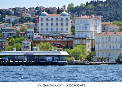 April 29, 2022- Büyükada, Istanbul, Turkey. View Of The Coastline With Houses And Hotel Of The Island.